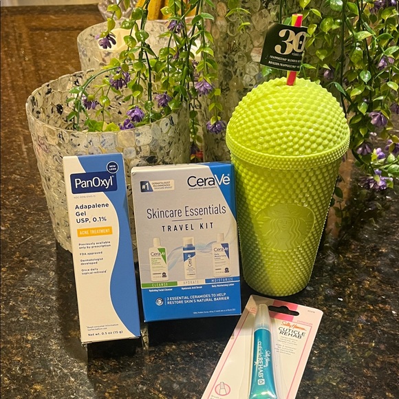 Starbucks Accessories - Skin / self care Essentials and Green Starbucks Frappuccino 30 years cup